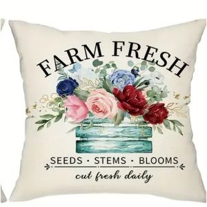NIP Pillow cover. 18” x 18”  Zipper open/close 1/pc “Farm Fresh”